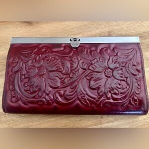 Patricia Nash Cauchy Tooled Leather Wallet in Deep Burgundy